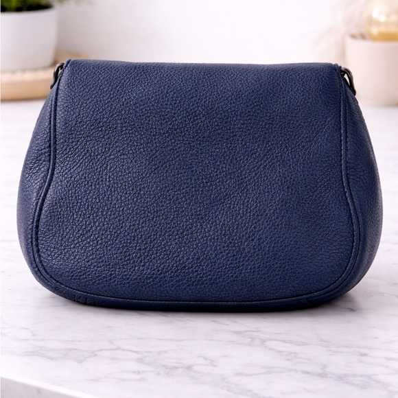 Michael Kors Navy Pebbled Leather Crossbody with Gold Accents - Picture 2 of 6